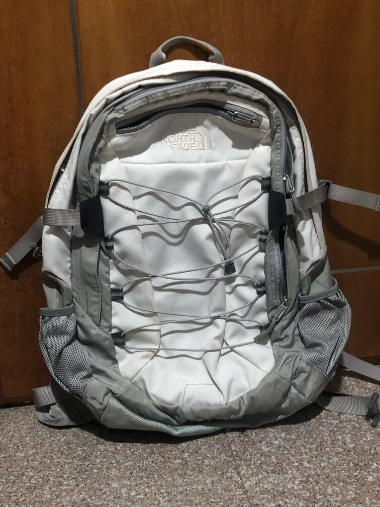 White and grey hotsell north face backpack