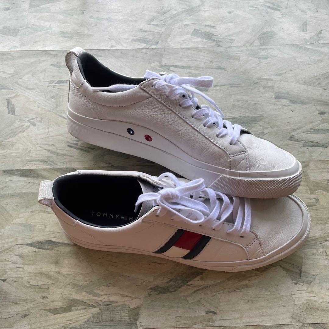 tommy hilfiger men's leather sneakers