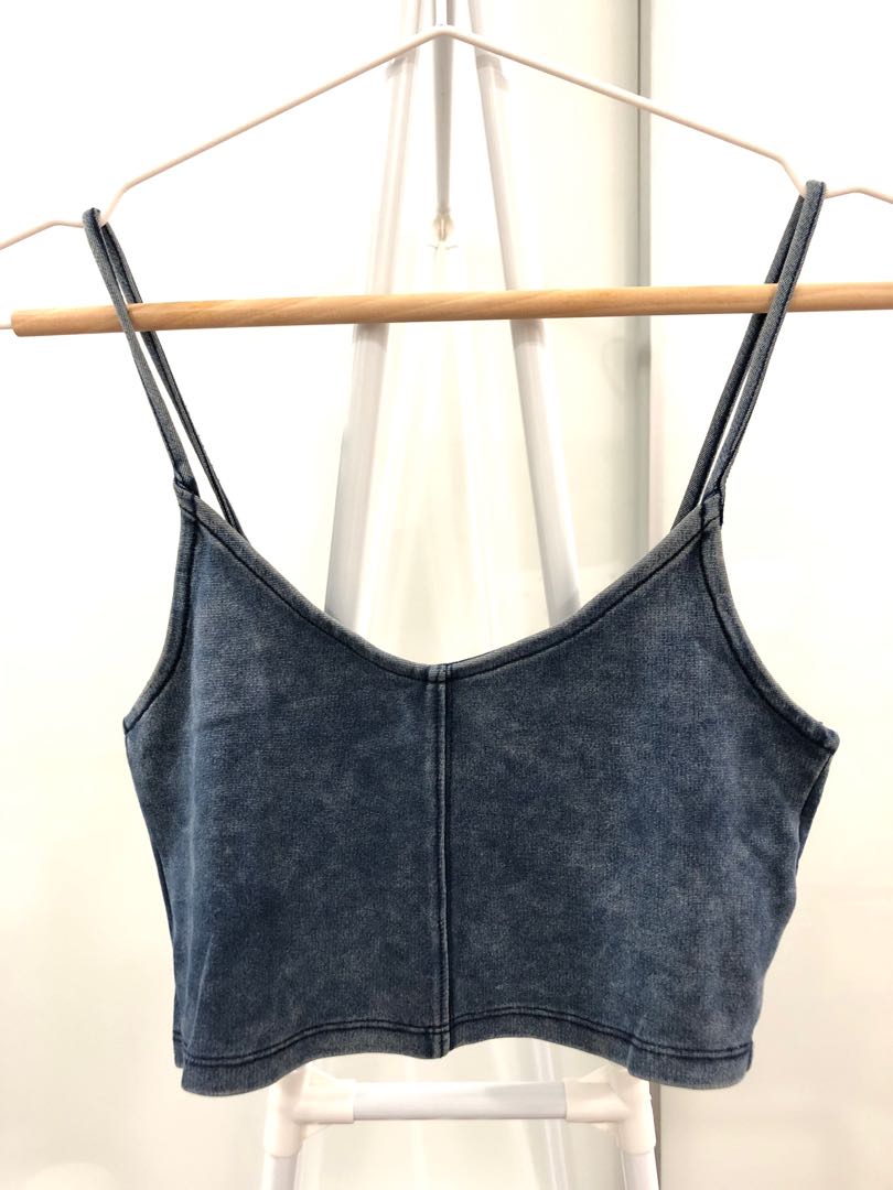 Denim spaghetti clearance strap top