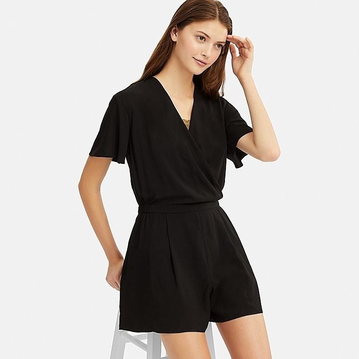 Uniqlo Rayon Short Sleeve Romper, Women 