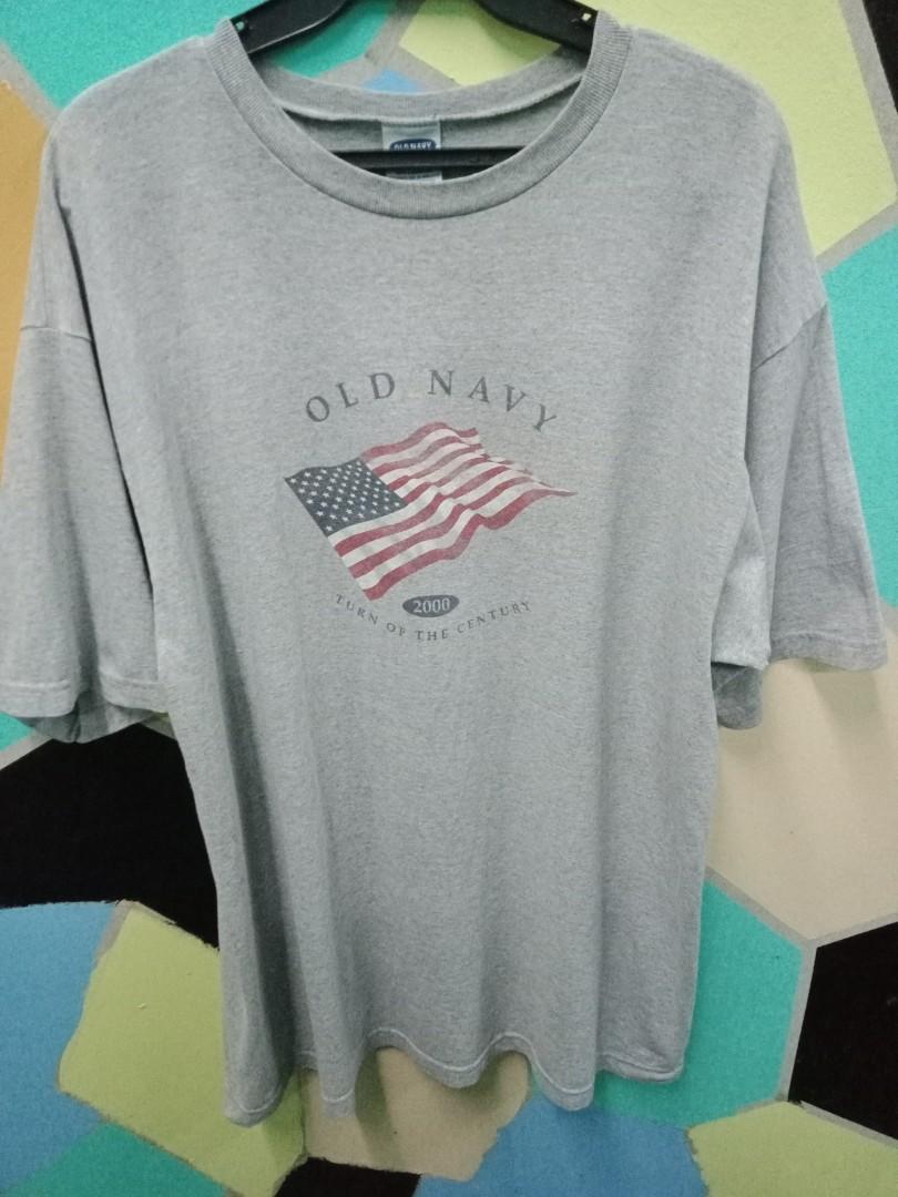 Vtg Old Navy Turn Of The Century 2000 American Flag T-Shirt Sz XL Blue 