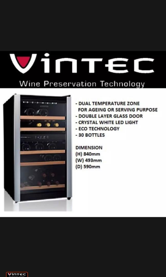 Vintec ALV30SG2E 2 zones Wine Chiller cellar fridge 32 Bottles, TV