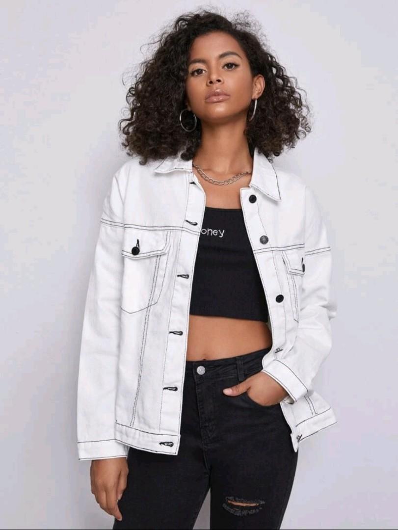 White denim online jacket oversized
