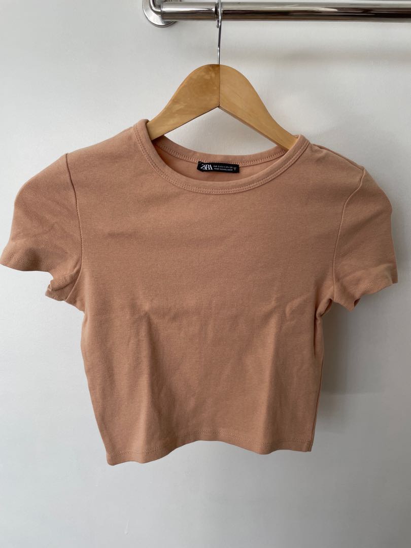 Zara nude crop top, Women's Fashion, Tops, Shirts on Carousell