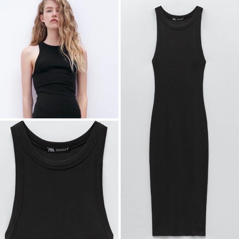 Zara ribbed racerback midi dress, Women's Fashion, Dresses u0026 Sets, Dresses  on Carousell
