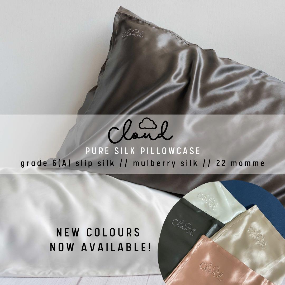 CLOUD 100% PURE MULBERRY SILK PILLOWCASE [HIGHEST GRADE 6A // 22 MOMME]  (OEKO-TEX CERTIFIED // DERMATOLOGISTS RECOMMENDED) <WINTER FROST ❄️ //  MOONSTONE 🌙//CHAMPAGNE DREAM🥂//SUMMER BLUSH🌷>, Furniture & Home Living,  Bedding & Towels on Carousell