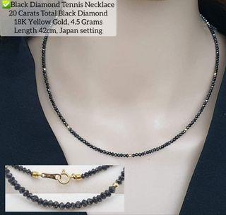 20ct Black Diamond Tennis necklace