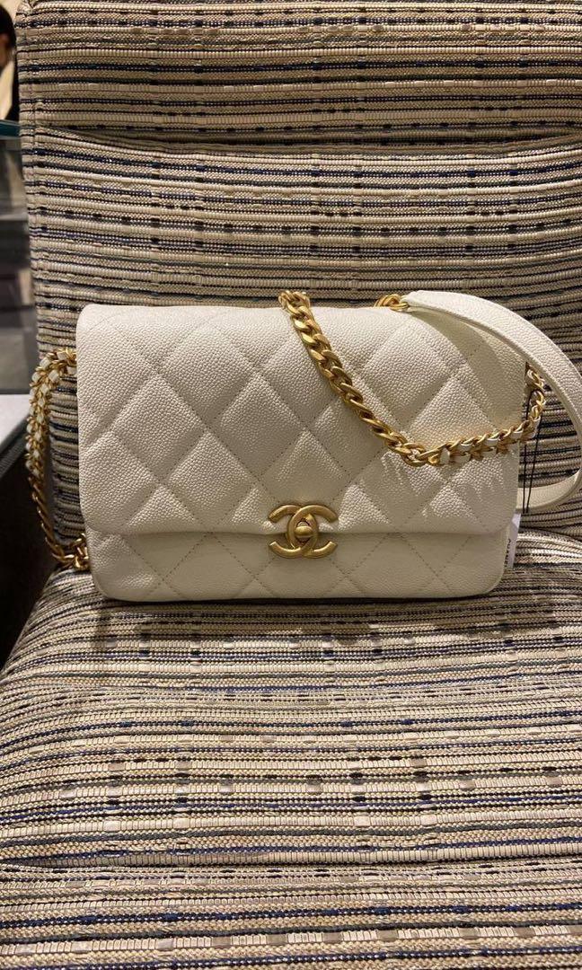 22P Chanel My Chain Melody Flap Bag White Caviar, Luxury, Bags & Wallets on  Carousell
