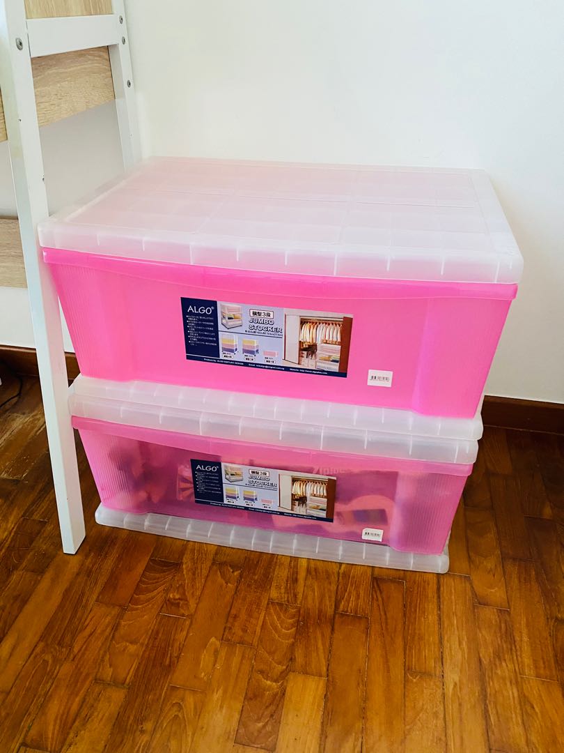 2 jumbo storage boxes, Furniture & Home Living, Furniture, Shelves, & Racks on Carousell