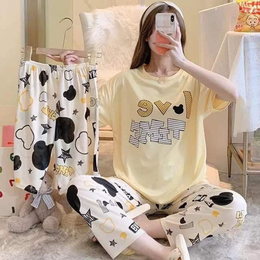 3in1 korean fashion cotton sleepwear terno pajama set for  women/nightwear/loungewear set for girl