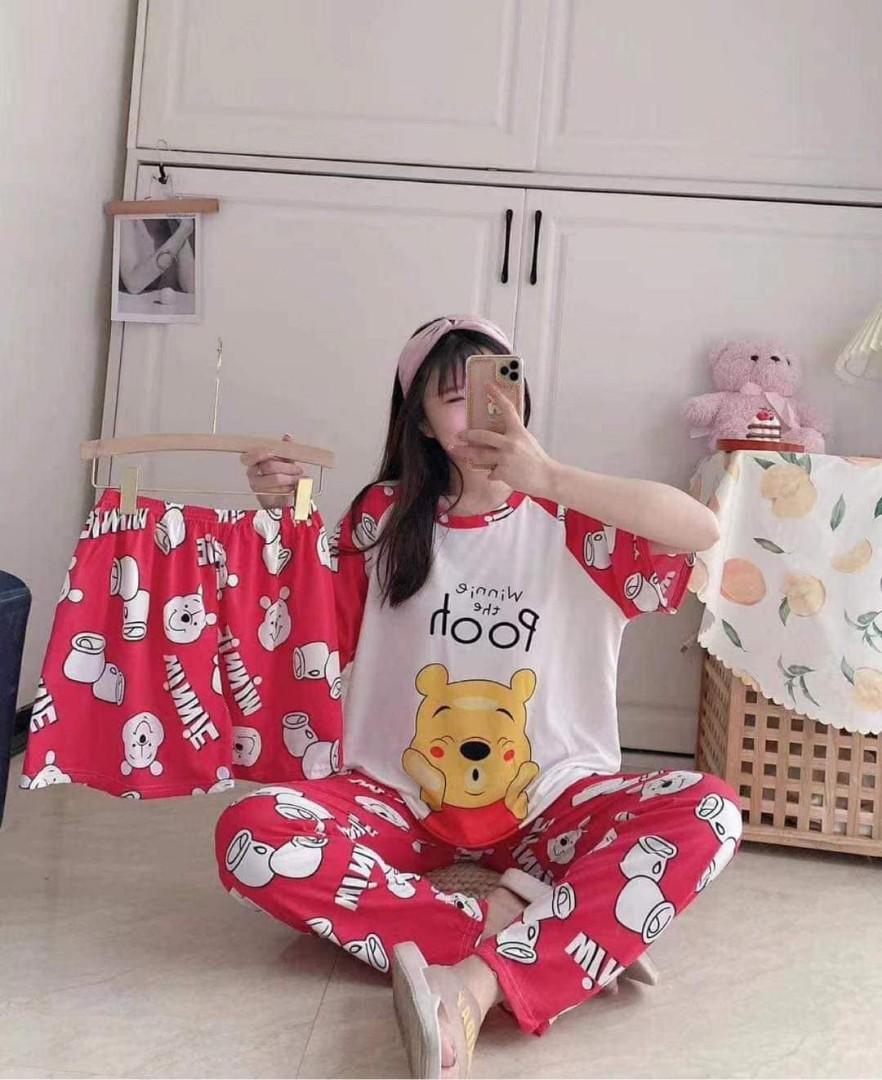 3in1 korean fashion cotton sleepwear terno pajama set for  women/nightwear/loungewear set for girl