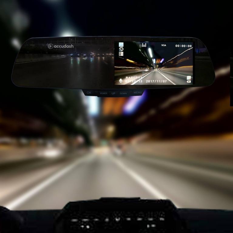 Accudash Dual Mirror Car Camera (Real 1080p + Real 720p) + FREE 16GB