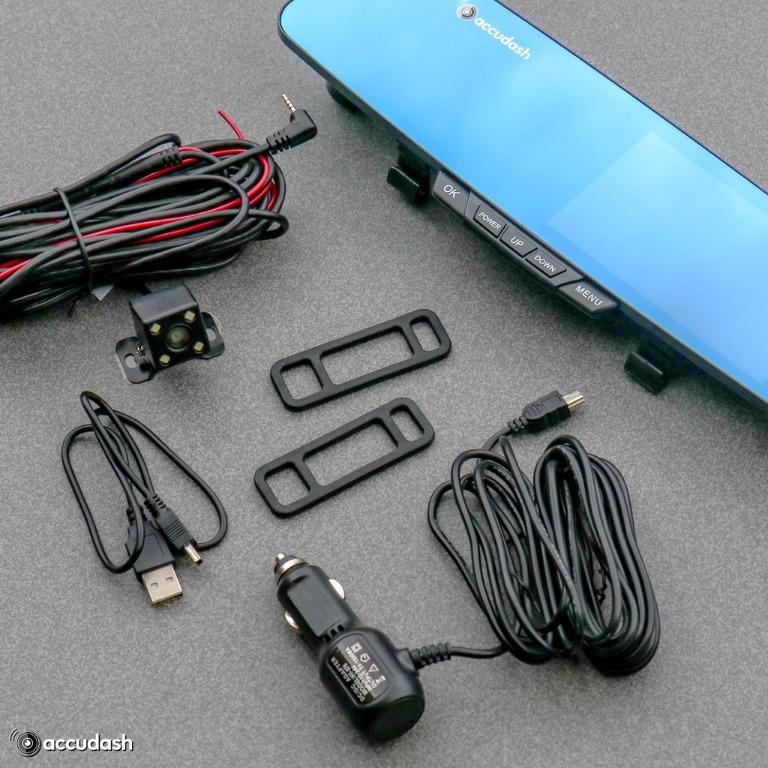Accudash Dual Mirror Car Camera (Real 1080p + Real 720p) + FREE 16GB
