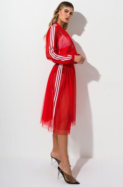 Adidas red tulle midi skirt Women s Fashion Bottoms Skirts on