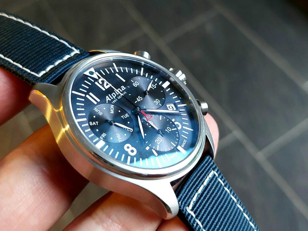 Alpina Startimer Swiss Made Chronograph blue dial watch Men s