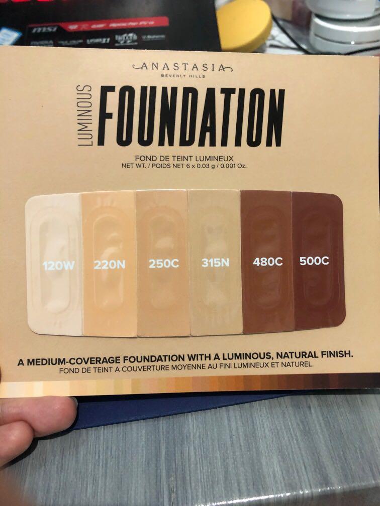 Anastasia Beverly Hills Luminous Foundation Sample Card, Beauty & Personal  Care, Face, Makeup on Carousell | Foundation