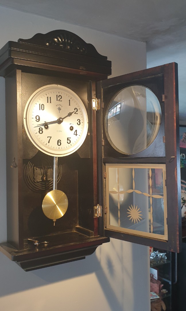 Grandfather clock. Well maintained antique winding 2bar POLARIS