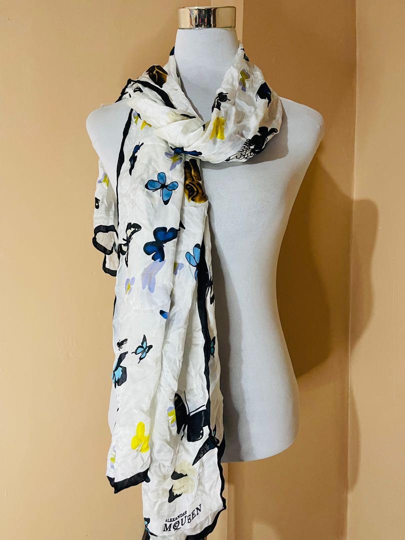 Authentic Alexander McQueen Butterfly and Skull Print Scarf
