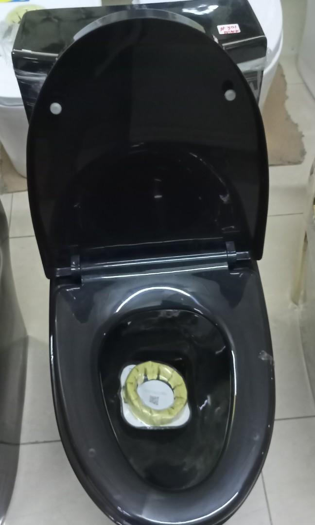 BLACK TOILET BOWL/SOFT CLOSE/DUAL FLUSH, Furniture & Home Living