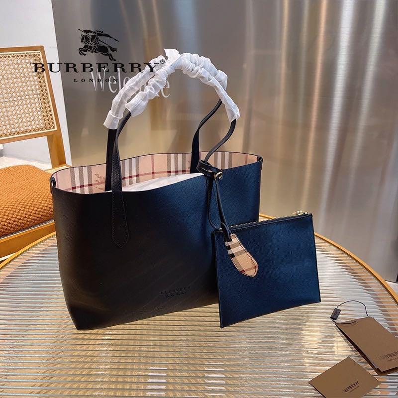 Burberry black reversible tote top