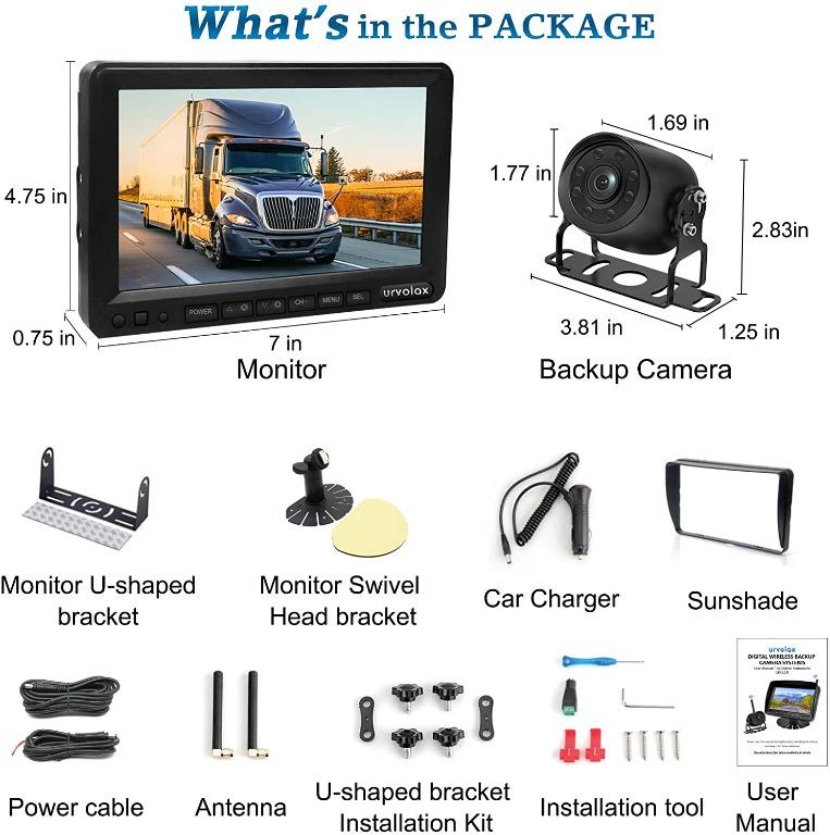 C6204] URVOLAX Wireless Reversing Camera Kit, Video Recording, 7 inch  Monitor 1296P FHD IPS Screen, Waterproof Car Reverse Camera, Enhanced  Signal, Night Vision 170° Wide Angle for Vans Trucks Motorhome, Car  Accessories