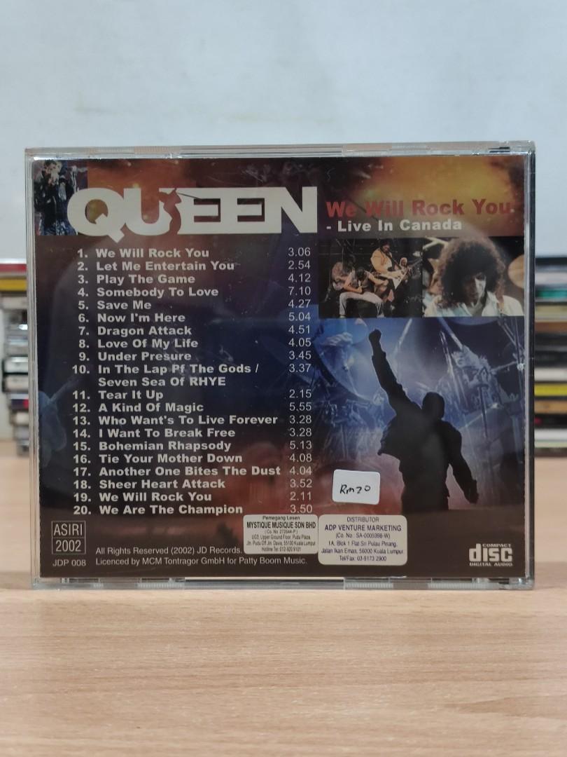 CD) Queen We Will Rock You Live In Canada, Hobbies & Toys, Music & Media,  CDs & DVDs on Carousell