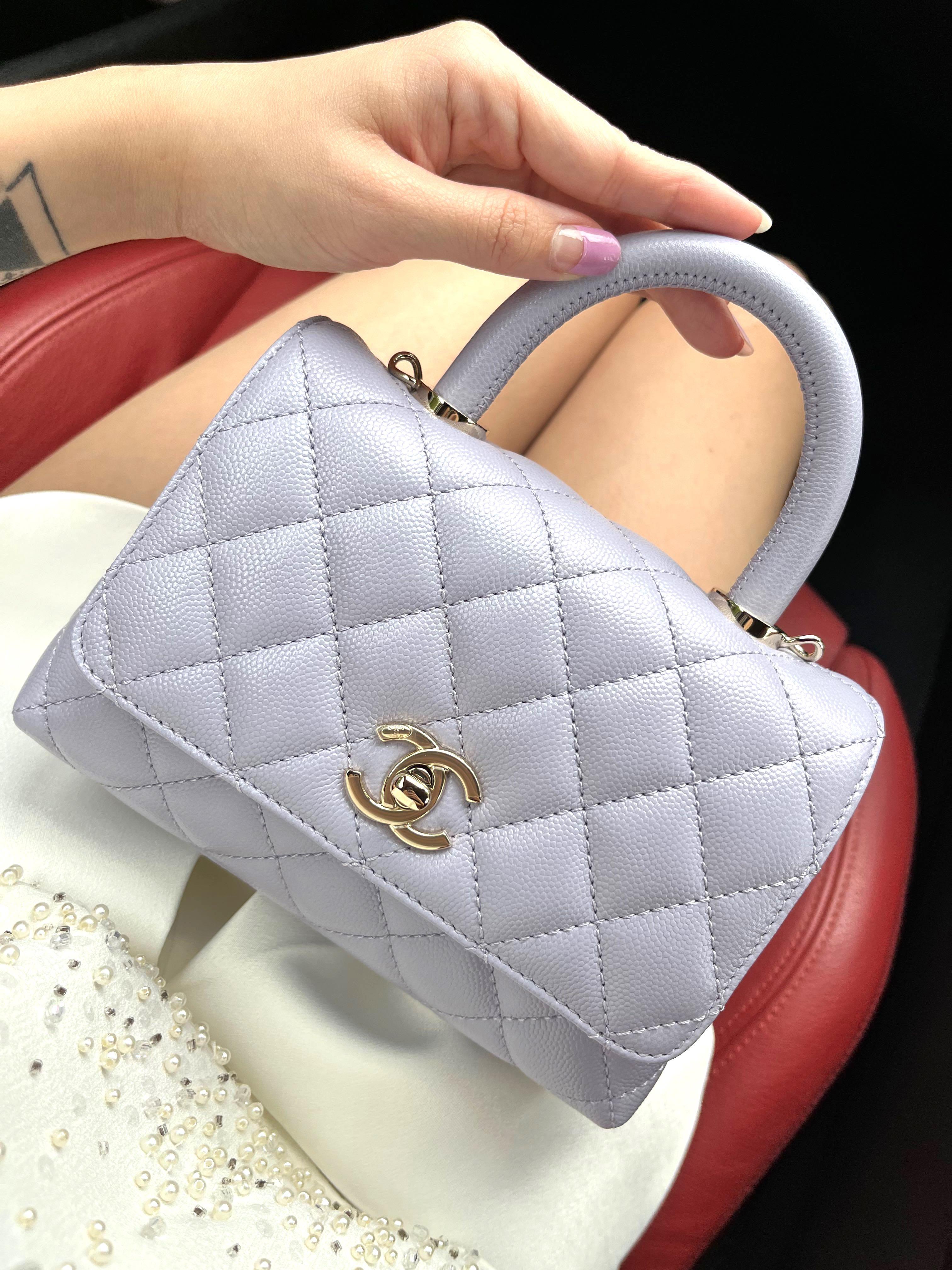 CHANEL caviar mini Coco handle Lilac 21k purple , Luxury, Bags & Wallets on  Carousell