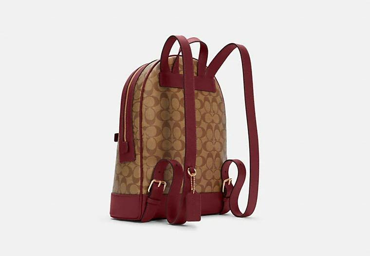 COACH Kenley Backpack In Signature Canvas CHERRY, Women's Fashion, Bags