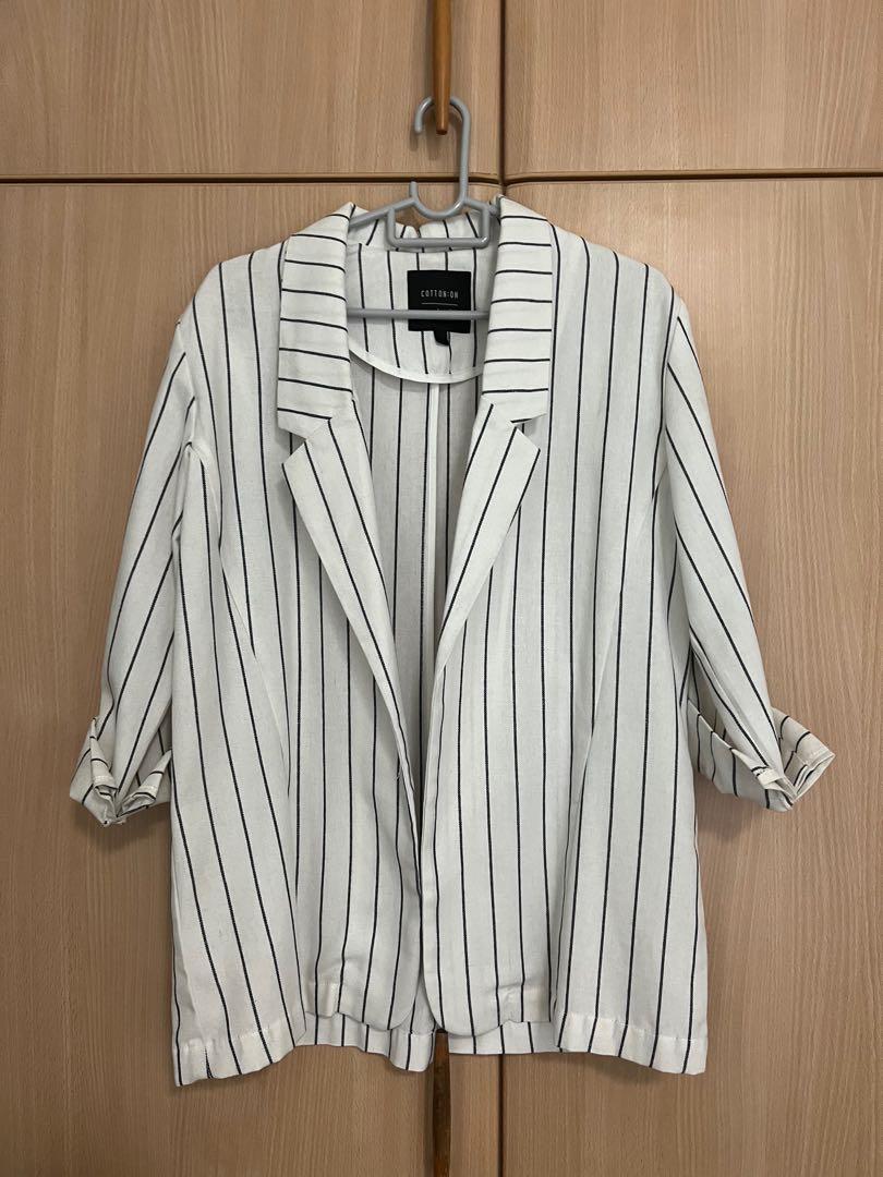 Cotton On White Striped Blazer