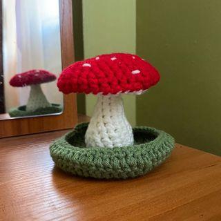 Crochet Mushroom Jewelry Dish