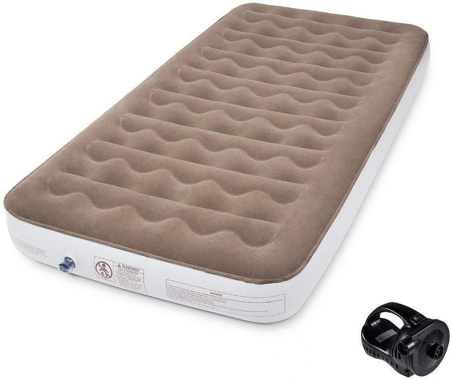 ETEKCITY Premium Flocked Air Bed Single Size Camping Air Mattress with Portable and Rechargeable Electric Pump Comfort for In and Outdoor Use 191 x 99 x 46 Centimeter Furniture Home Living
