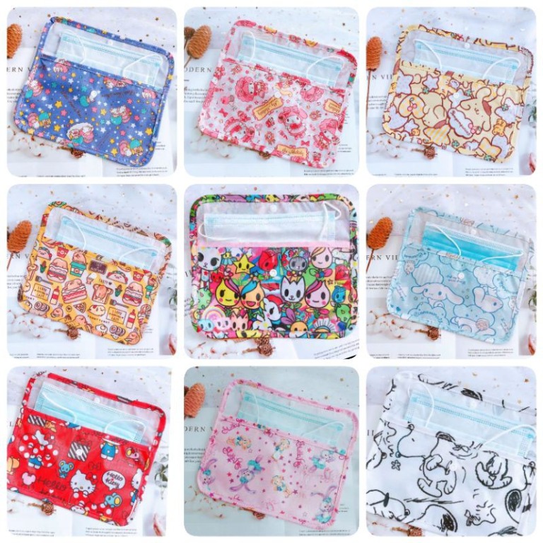 Face Mask Pouch Holder Case Waterproof Designs Disney Sanrio Hello Kitty Duffy Toki Doki