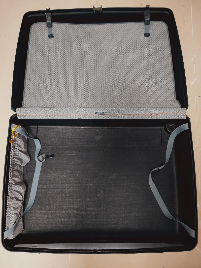 French made Delsey vintage hardshell extra large size suitcase baggage