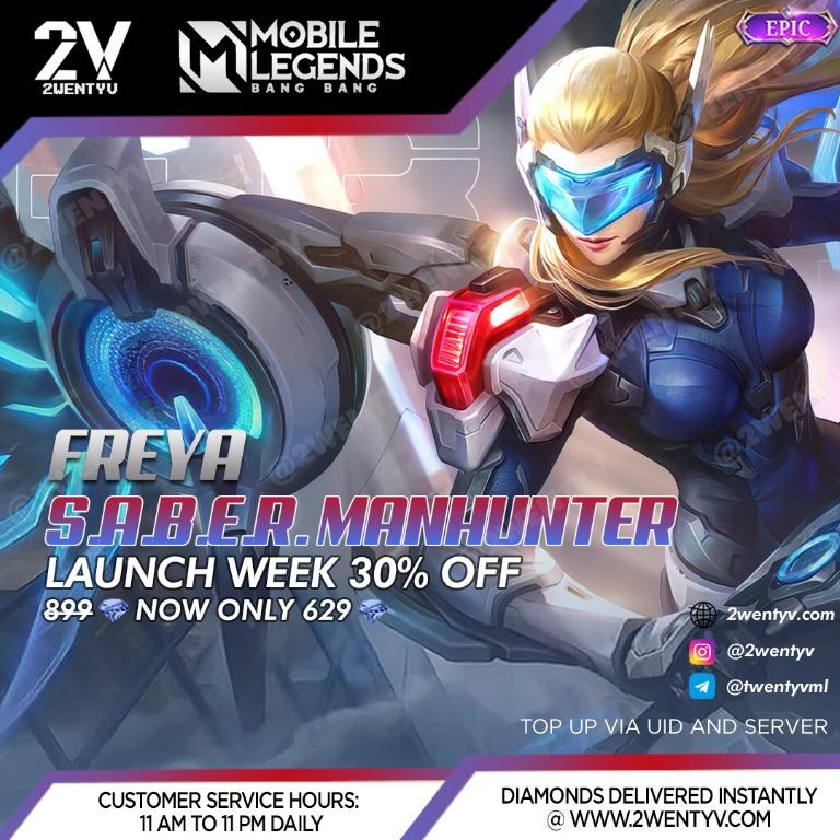 Freya - Manhunter (Epic) Mobile Legends diamond topup, Video Gaming