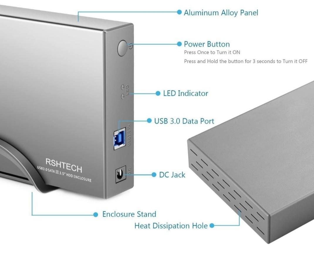 Hard Drive Enclosure RSHTECH USB 3.0 to SATA Aluminum External Hard