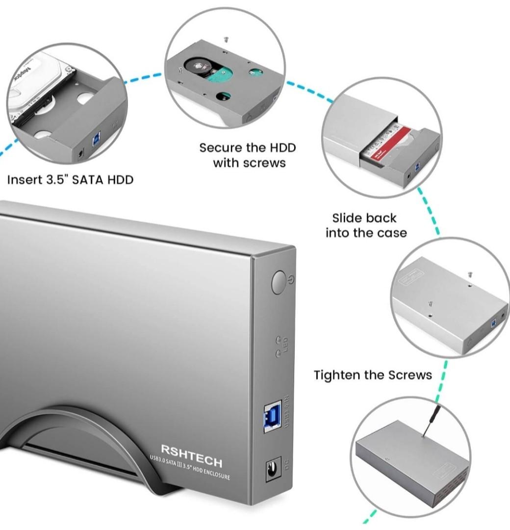 Hard Drive Enclosure RSHTECH USB 3.0 to SATA Aluminum External Hard