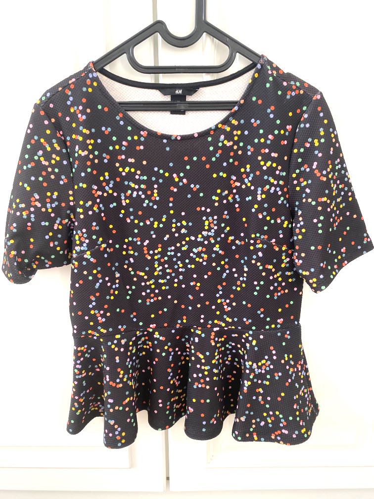 H\u0026M black colorful polkadot Top size M 