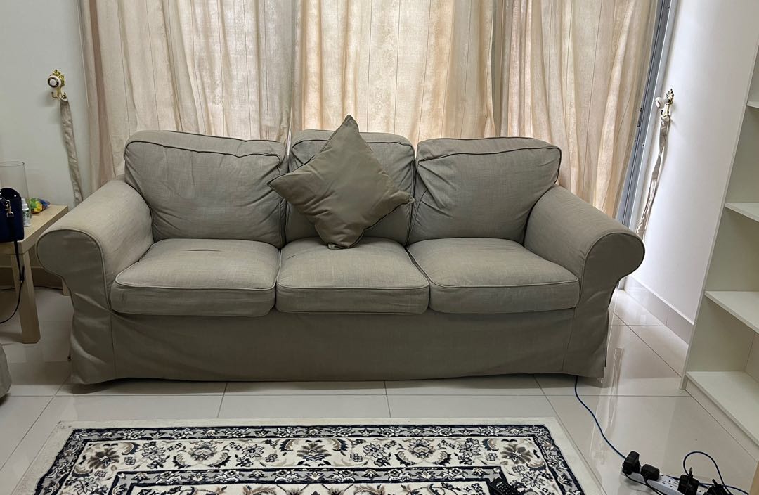 Ikea ektorp 3 seat sofa with cover, Furniture & Home Living, Furniture,  Sofas on Carousell