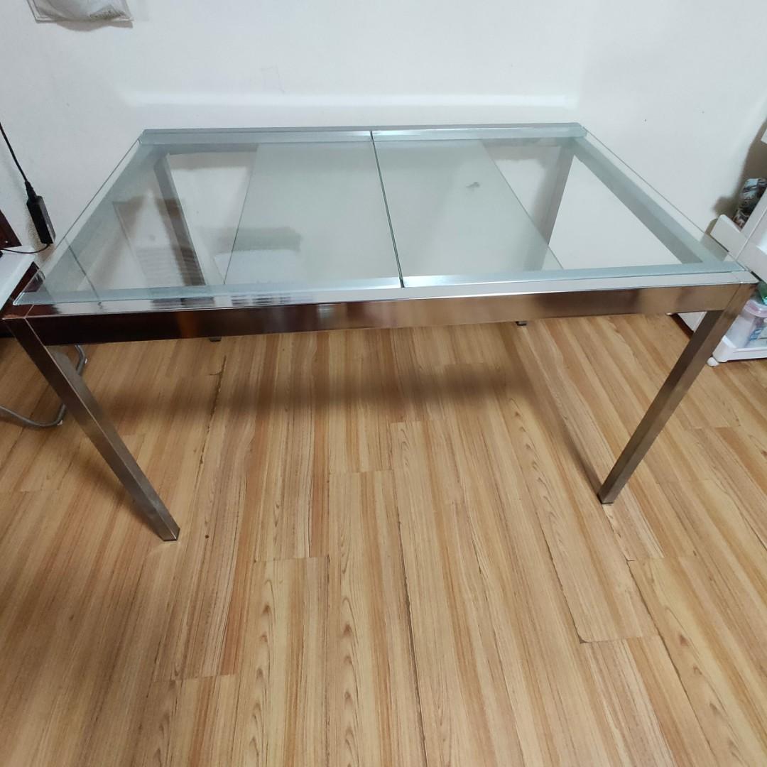 Ikea glass top table, Furniture & Home Living, Furniture, Tables & Sets