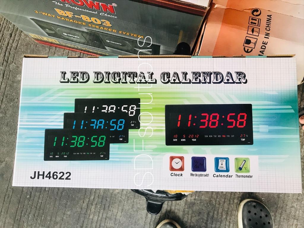 JH4622 18 Inch Large Digital Display LED Wall Clock ( GREEN ) (Category: Office & Business Technology) located in Manila. Submitted by sdfsolutions (Listing ID 1142769710, Image 2). Description: Displays hour, minute and second (approx. 3” height LED) Displays date, month, year, weekday and temperature Automatic temperature display, (at 9-50C). Power supply: 220V Power: less than or equal to 4.5W. Tags: LED Wall clock Wall clock Clock Digital clo