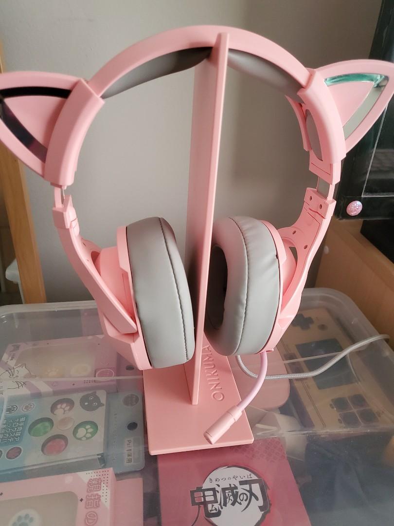 Onikuma K9 Pink Kitty Gaming Headset with Mic and Noise Cancelling, Audio, Headphones & Headsets
