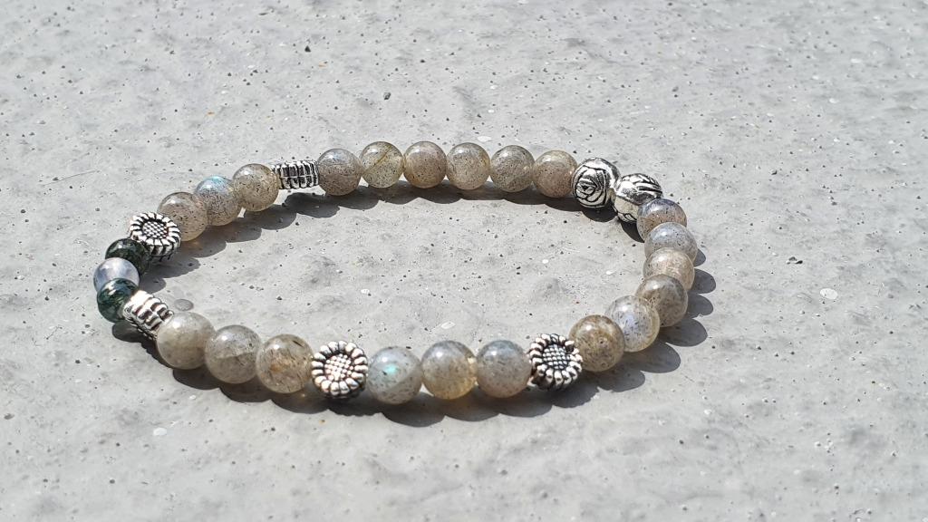 Labradorite Moonstone Opalite & Crystal Quartz  Gemstone Bracelet ~ Rose Gold ~ Enhance Phycic Abilities ~ Spiritual Protection ~ Womens