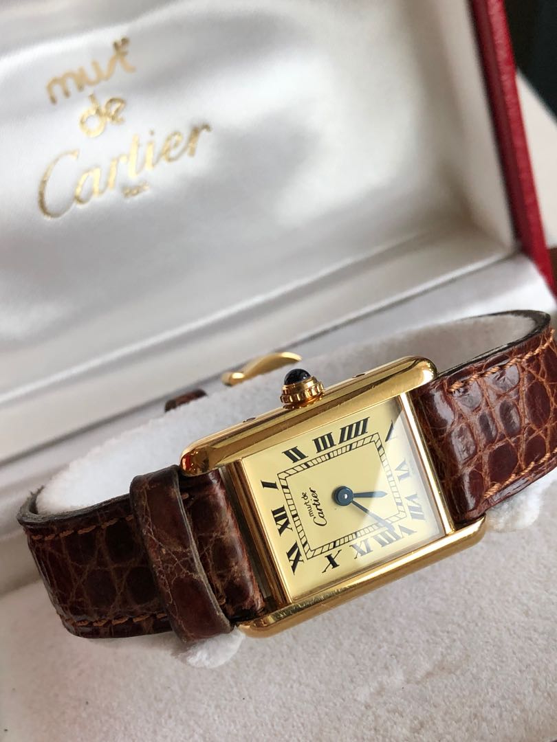 Cartier tank vermeil on sale quartz