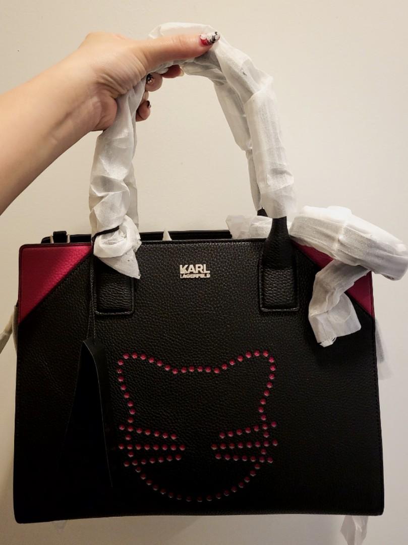 Karl Lagerfeld | Bags | Karl Lagerfeld Black God Red Cat Maybelle Purse 2  Straps New Chopuette Handbag | Poshmark