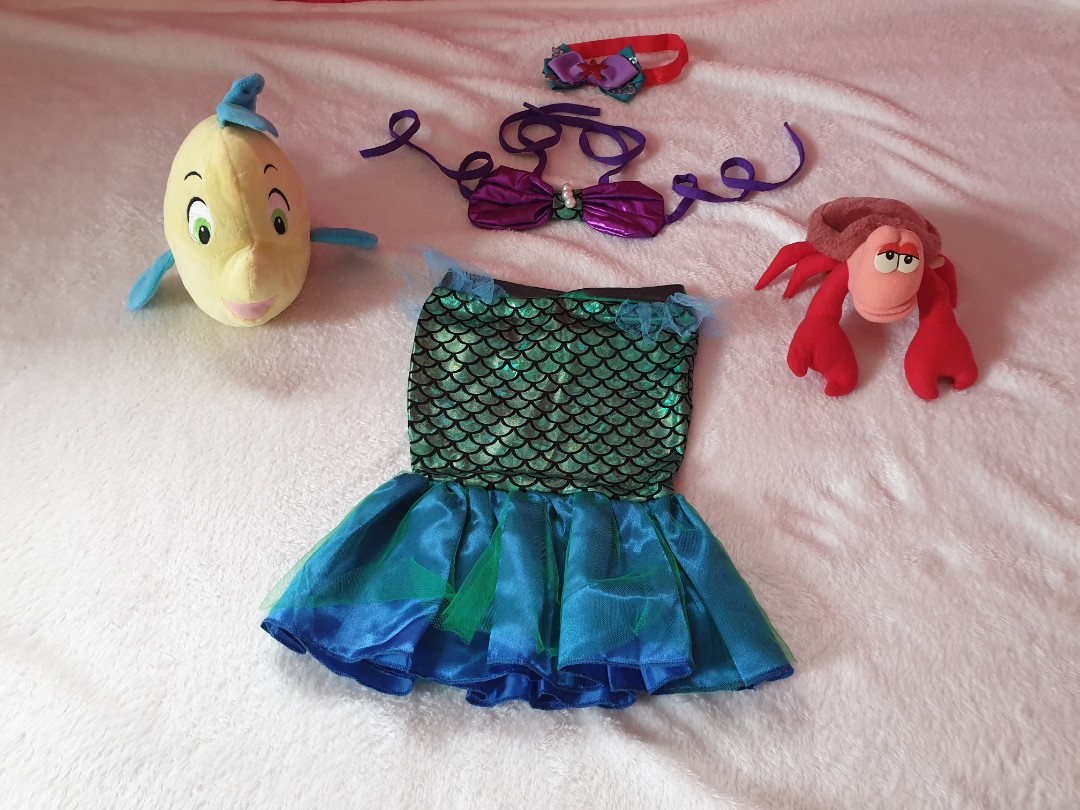 Little mermaid costume with flounder and sebastian plush, Babies & Kids