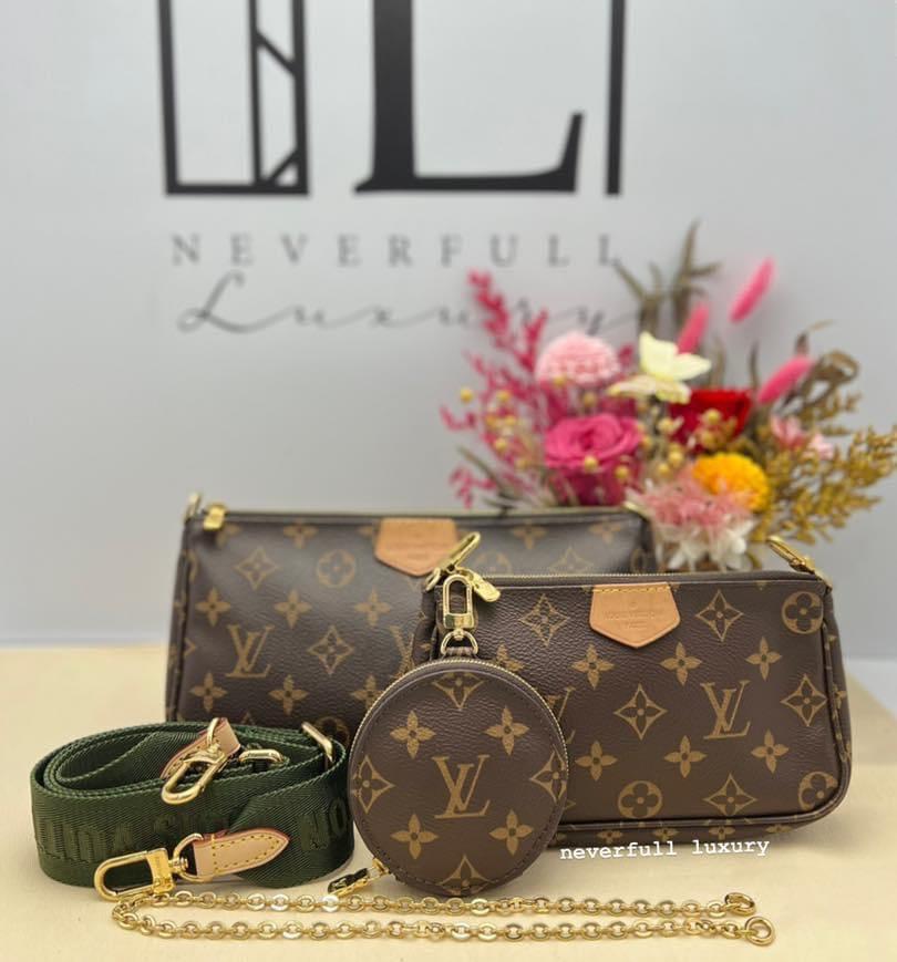 LV Multi Pochette Accessoires MPA in Monogram Canvas, Pink Strap and GHW