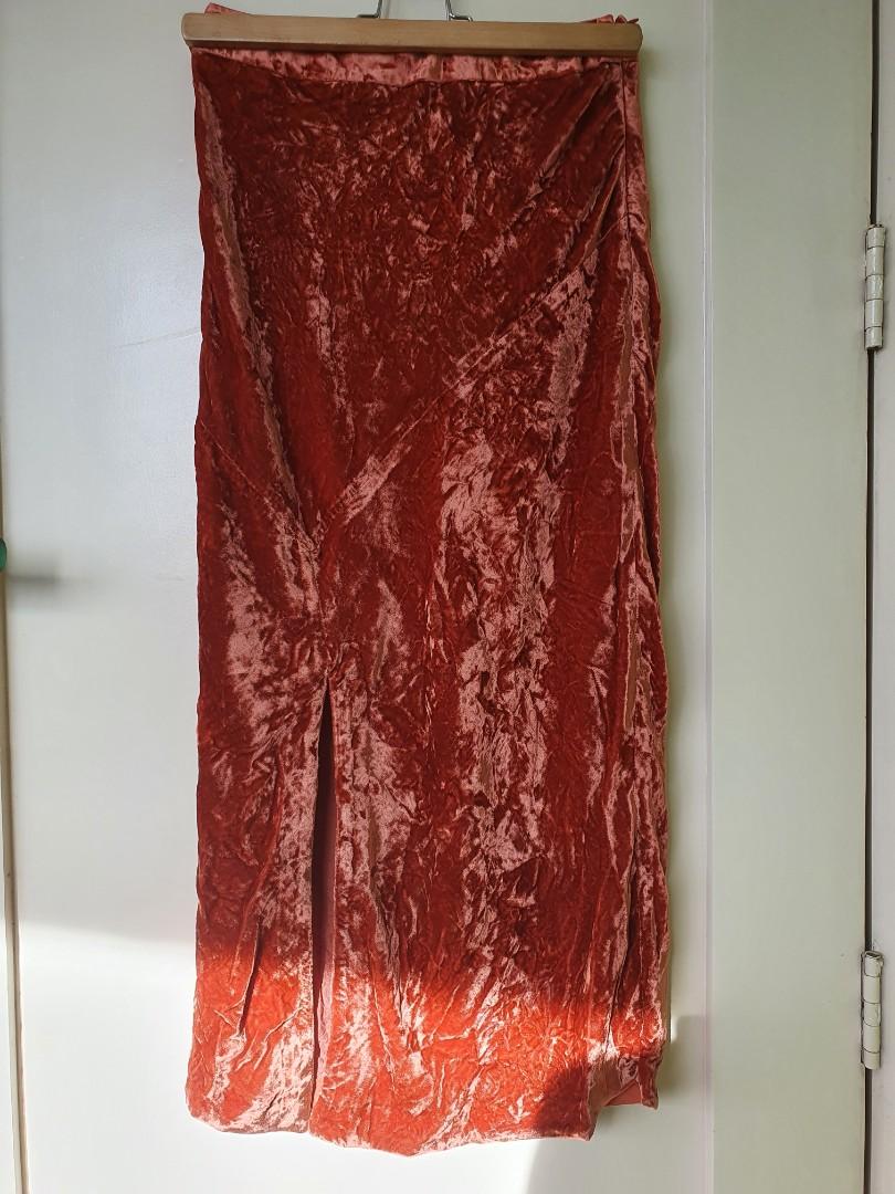 MAEVE Anthropologie Long Velvet Burnt Orange Skirt Women s Fashion Bottoms Skirts on Carousell