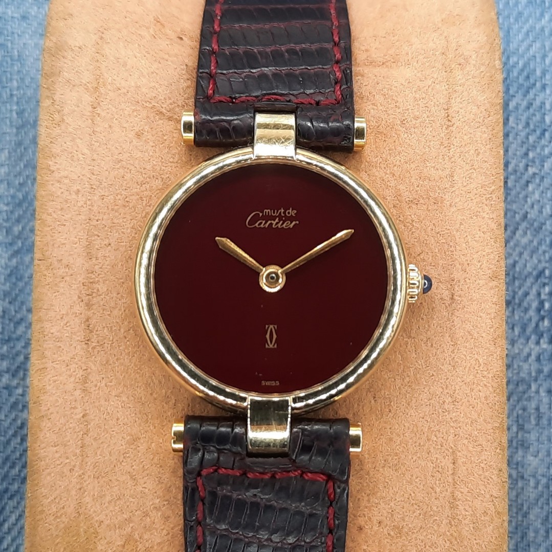 De Cartier Vendome Red Dial Swiss Made 