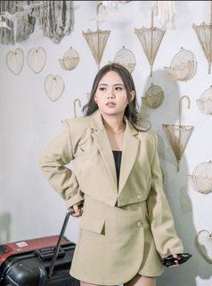 Olivia Set Blazer and Skirt Coordinates (available in Khaki and White)