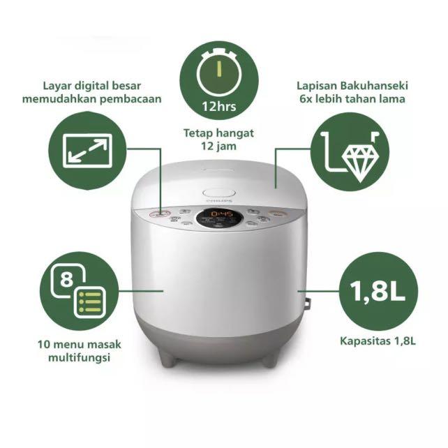 PHILIPS Digital Rice Cooker [1.8 L] 10 MENU HD4515/30, Kitchen